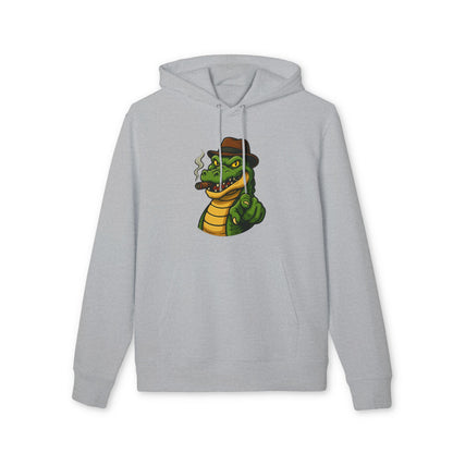 Gangster Alligator Hoodie (Brustprint) – Cooler Unisex Kapuzenpullover mit Krokodil, Zigarre & Hut im Comic Style