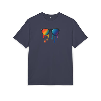 Melting Rainbow Shades T-Shirt (Brustprint) – Stylisches Unisex Shirt mit bunter Sonnenbrille & Farbverlauf | Cooles Sommer & Festival Design