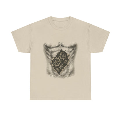 Biomechanik T-Shirt Unisex (Brustprint) – Realistisches Zahnräder-in-der-Haut Design | Steampunk & Cyborg Look für Technikfans