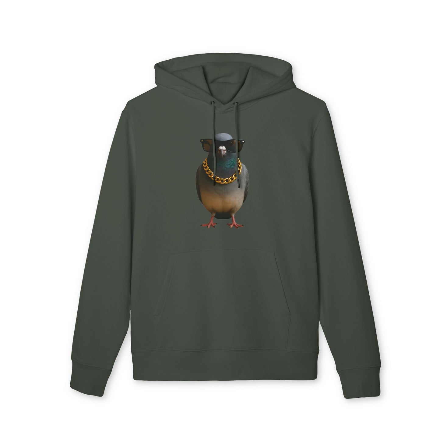 Gangster Taube Hoodie (Brustprint) – Lustiger Streetstyle Kapuzenpullover mit Vogel Motiv – Oversize Unisex Hoodie für Herren & Damen