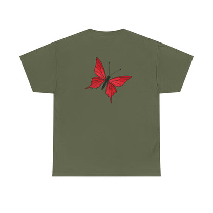 Roter Schmetterling T-Shirt Unisex – Ausdrucksstarkes Butterfly Design | Natur-inspiriertes Baumwollshirt für Damen & Herren