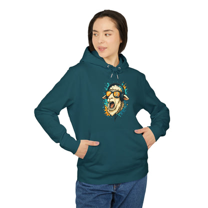 Lustiger Schaf Hoodie (Brustprint) – Unisex Kapuzenpullover mit Kopfhörer & Sonnenbrille – Musik Cartoon Streetwear für Tierfreunde