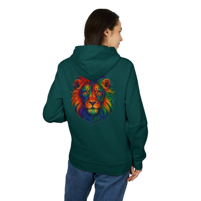 Bunter Löwen Hoodie (Rückenprint) – Psychedelischer Kapuzenpullover mit Tiermotiv – Unisex Streetwear im Boho & Festival Stil