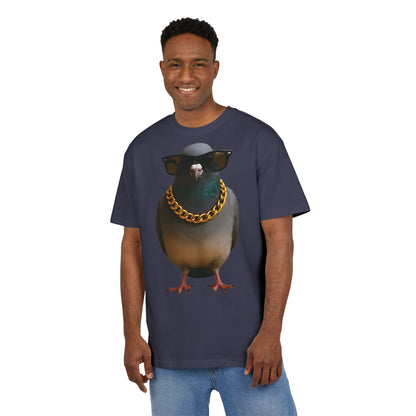 Streetstyle Taube T-Shirt (Brustprint) – Cooles Pigeon Design mit Sonnenbrille & Goldkette für Urban Vibes