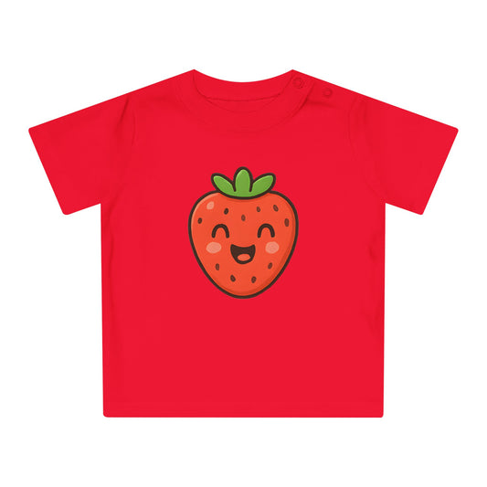 Baby T-Shirt „Sweet Strawberry“ – Süßes Erdbeer-Motiv, Bio-Baumwolle, nachhaltige Babybekleidung für kleine Fruchtliebhaber