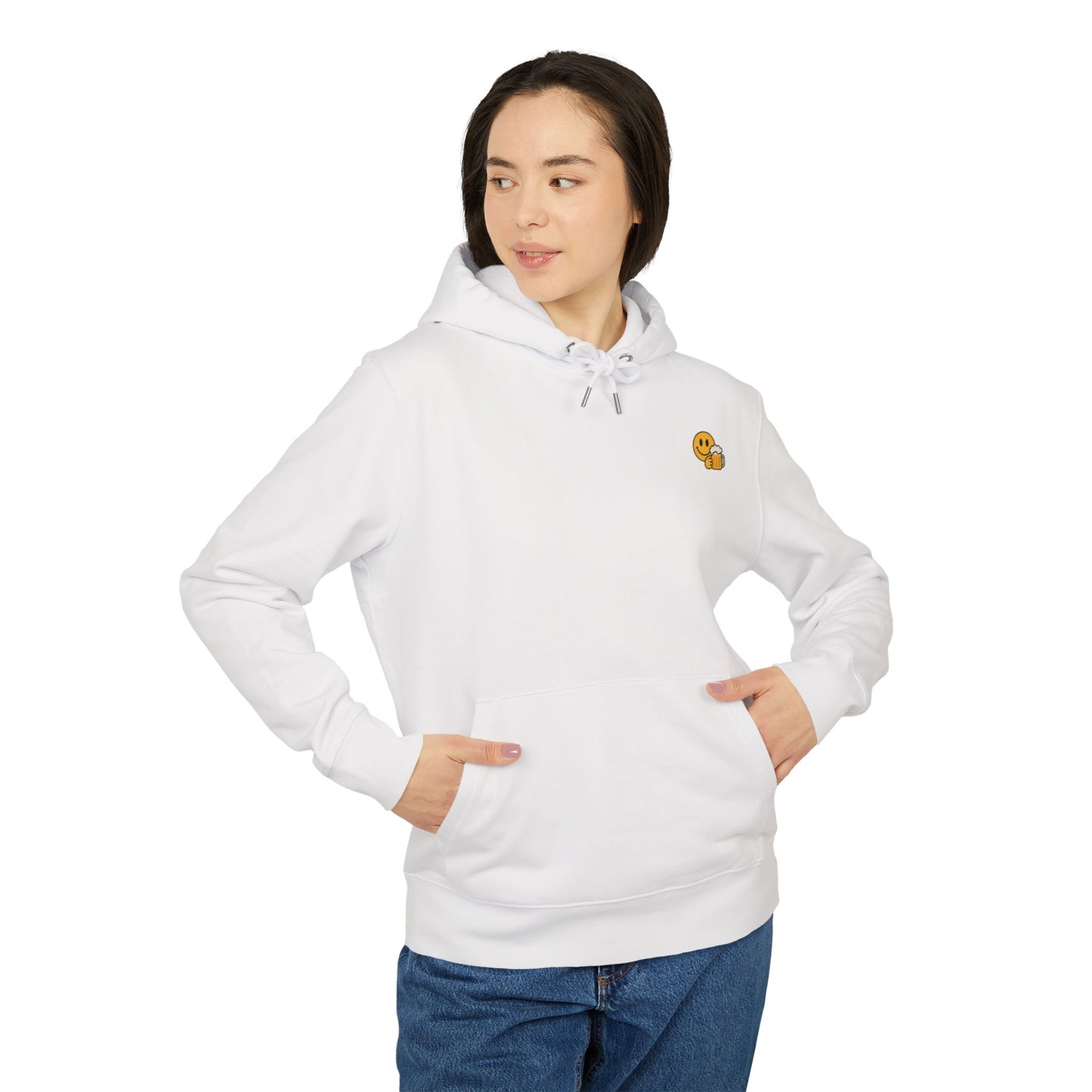 Bier Smiley Hoodie (Brustprint) – Witziger Kapuzenpullover für Männer & Frauen | Party Outfit