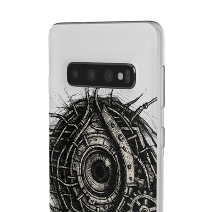 Biomechanisches Auge Handyhülle – Futuristisches Cyberpunk Design mit Zahnrädern & Kabeln | Schutzhülle für iPhone & Android