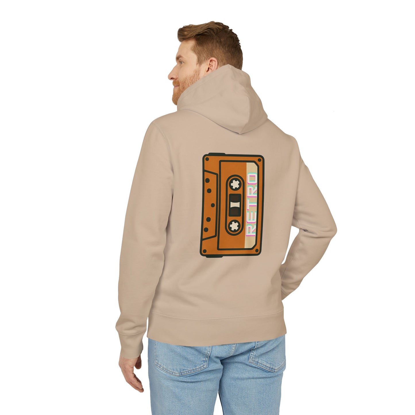 Retro Tape Hoodie (Rückenprint) – Stylischer Unisex Kapuzenpullover mit Kassettenmotiv & Schriftzug „Retro“ auf dem Rücken | Nostalgische Streetwear für Musikfans