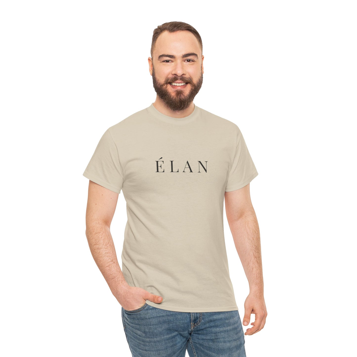 Élan Unisex Heavy Cotton T-Shirt (Brustprint) – Stilvolles Premium-Shirt aus 100 % Baumwolle für zeitlosen Look und Komfort