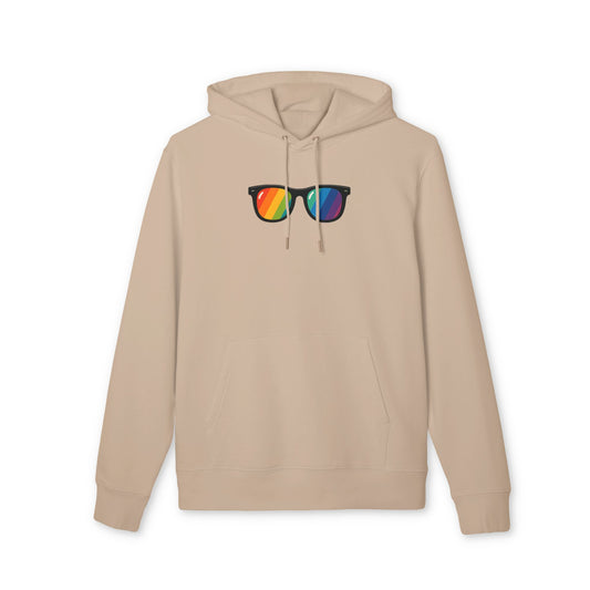 Regenbogen Sonnenbrille Hoodie (Brustprint) – Unisex Kapuzenpullover im bunten Pride Design für Festival & Streetwear
