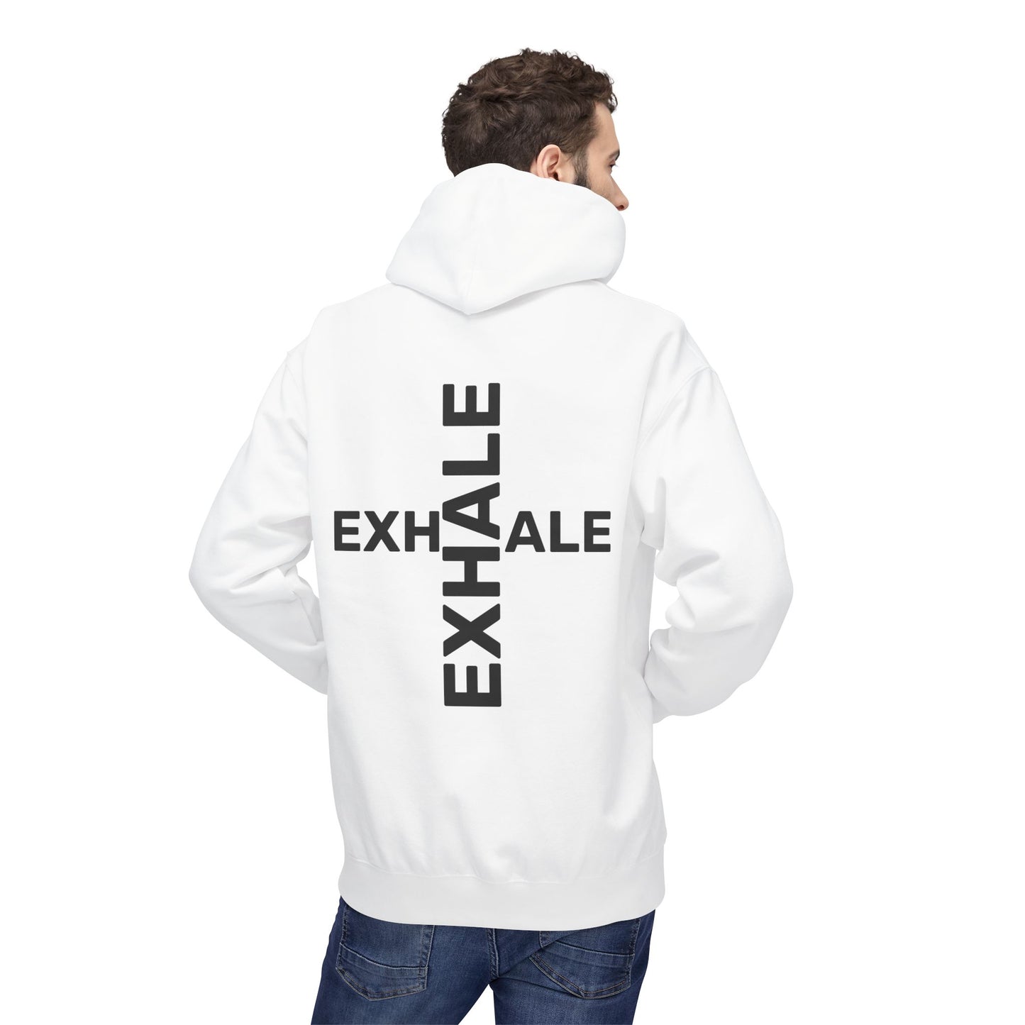EXHALE Hoodie – Unisex Fleece Kapuzenpullover | Nachhaltige Streetwear mit Achtsamkeits-Statement