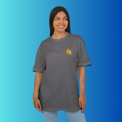 Smiley mit Bier (Brustprint) – Lustiges Party T-Shirt für Bierliebhaber | Unisex Funshirt