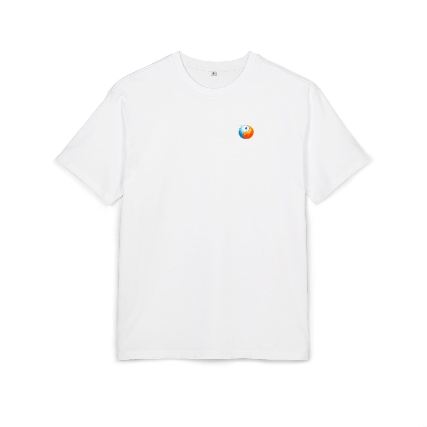 Yin Yang T-Shirt (Brustprint) – Element Wasser & Feuer Symbol im Energie-Design – Unisex Spiritual Streetwear Shirt