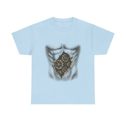 Biomechanik T-Shirt Unisex (Brustprint) – Realistisches Zahnräder-in-der-Haut Design | Steampunk & Cyborg Look für Technikfans