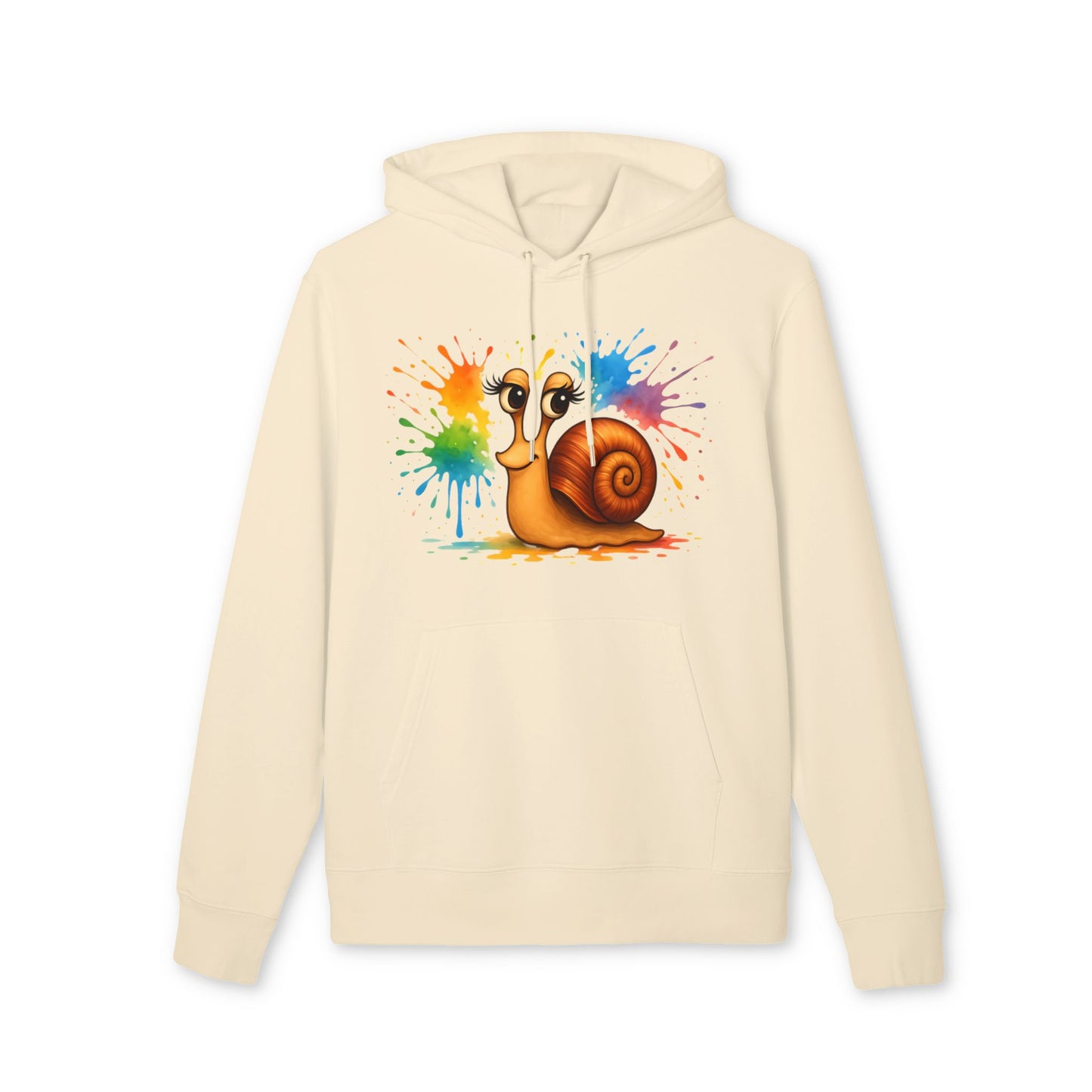 Bunter Schnecken Hoodie (Brustprint) – Lustiger Unisex Kapuzenpullover mit Farbklecks-Design für Kreative & Tierfreunde