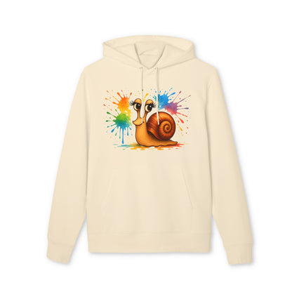 Bunter Schnecken Hoodie (Brustprint) – Lustiger Unisex Kapuzenpullover mit Farbklecks-Design für Kreative & Tierfreunde