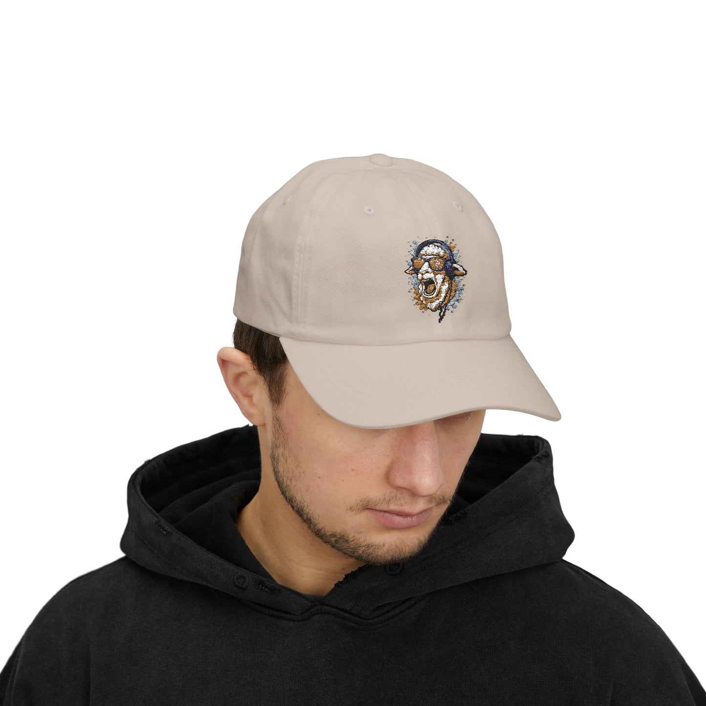 Lustige Schaf Cap – Unisex Basecap mit Kopfhörer-Schaf & Sonnenbrille – Coole Musik Snapback für Tierfreunde & Festival-Fans