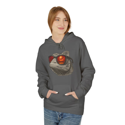Chamäleon Hoodie Unisex (Brustprint) – Retro Tiermotiv mit Sonnenbrille & Disco-Design – Lustiger Kapuzenpullover für Festival, Streetwear & Geschenkideen