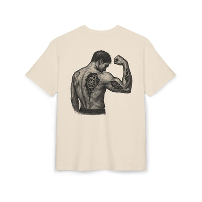 Biomechanik Muskel T-Shirt Unisex (Rückenprint) – Cyborg Body Design mit Zahnrädern & Maschinenstrukturen | Futuristisches Techwear Shirt für Fitness & Sci-Fi Fans