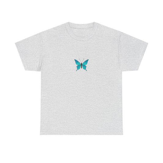 Blauer Schmetterling T-Shirt Unisex (Brustprint) – Farbintensives Butterfly Design | Natur-inspiriertes Shirt aus Baumwolle