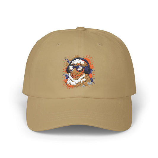 Schaf Cap – Stylische Unisex Basecap mit Kopfhörer-Schaf & buntem Farbspritzer-Design