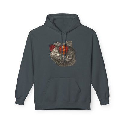 Chamäleon Hoodie Unisex (Brustprint) – Retro Tiermotiv mit Sonnenbrille & Disco-Design – Lustiger Kapuzenpullover für Festival, Streetwear & Geschenkideen