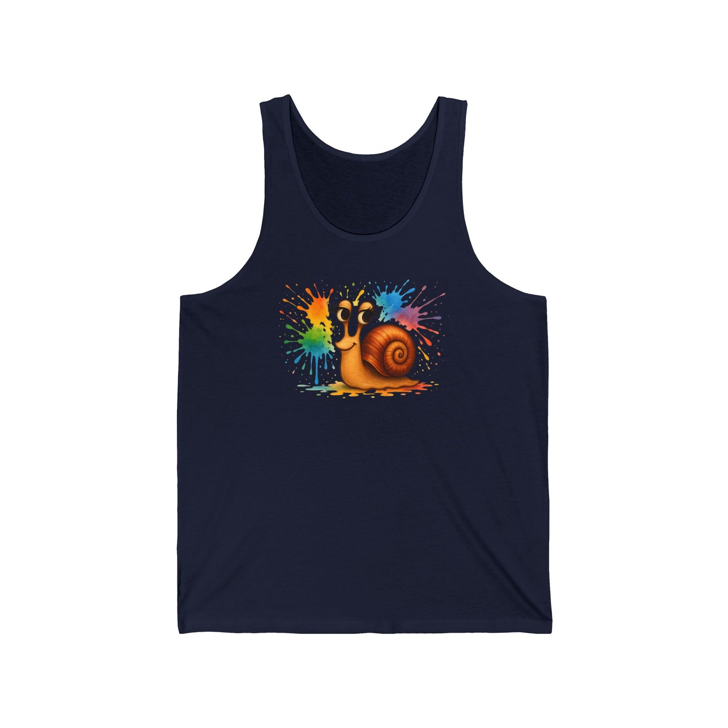 Bunte Schnecke Damen Tanktop – Lustiges Cartoon-Design mit Regenbogen Farbklecksen