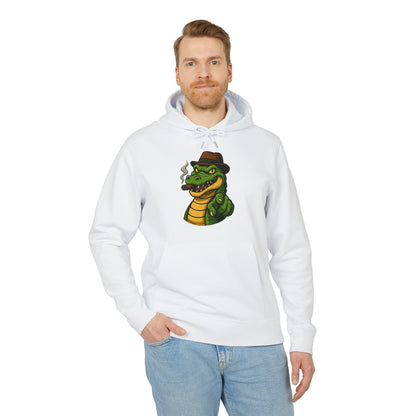 Gangster Alligator Hoodie (Brustprint) – Cooler Unisex Kapuzenpullover mit Krokodil, Zigarre & Hut im Comic Style