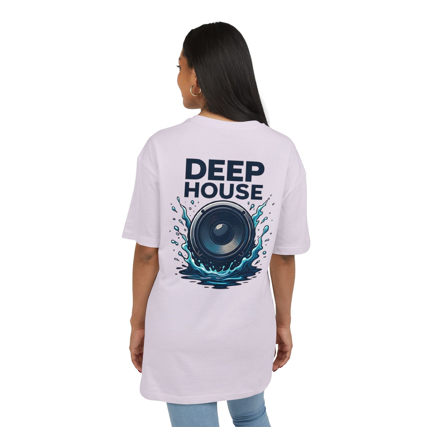 Deep House T-Shirt (Rückenprint) – Stylisches EDM Shirt mit Lautsprecher & Wasser Splash Motiv – Unisex Festival & Clubwear