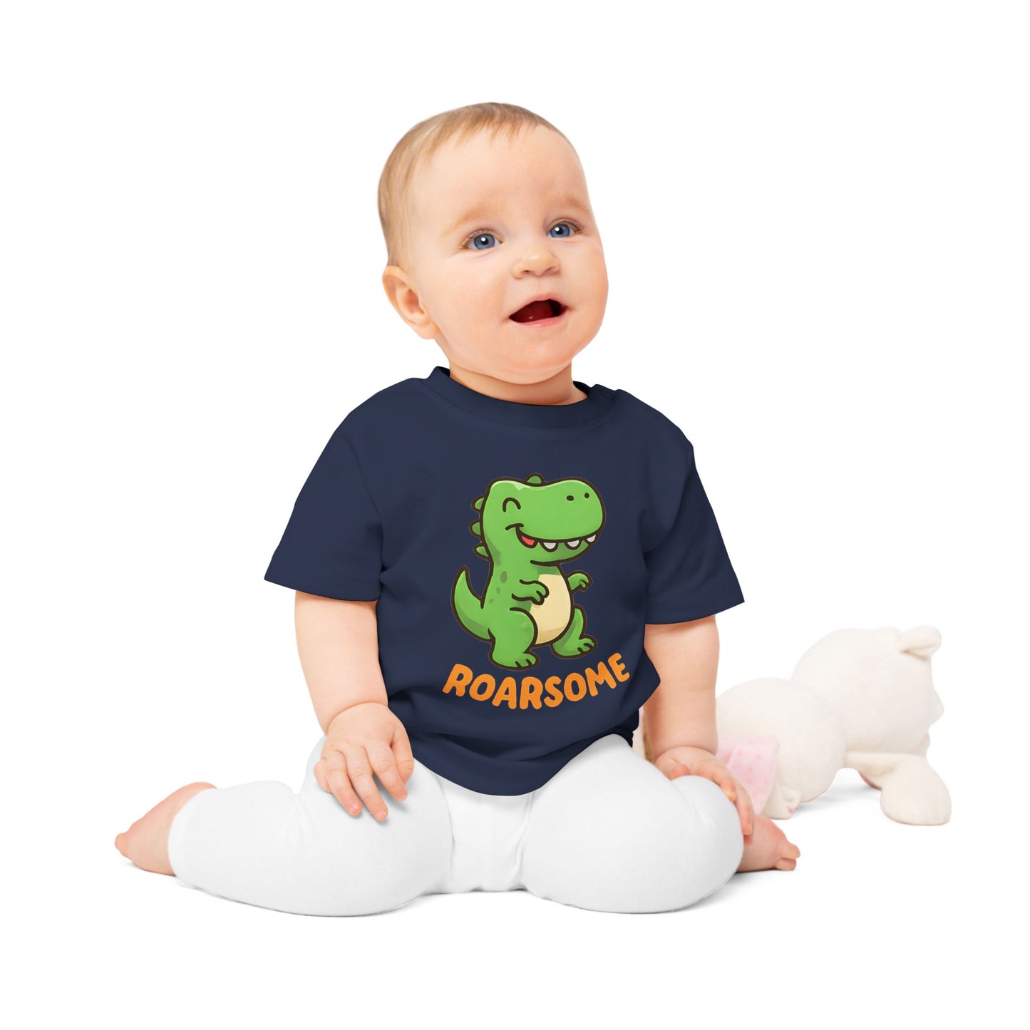 Baby T-Shirt „Roarsome Dino“ – Bio-Baumwolle, süßes Dinosaurier-Motiv, nachhaltige Babybekleidung
