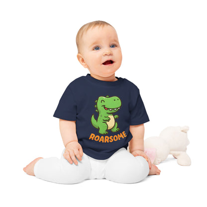 Baby T-Shirt „Roarsome Dino“ – Bio-Baumwolle, süßes Dinosaurier-Motiv, nachhaltige Babybekleidung