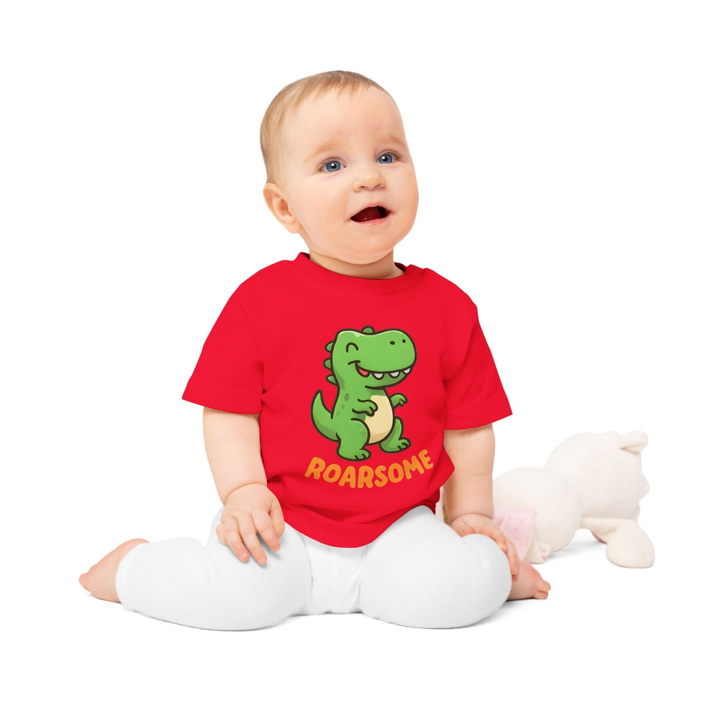 Baby T-Shirt „Roarsome Dino“ – Bio-Baumwolle, süßes Dinosaurier-Motiv, nachhaltige Babybekleidung