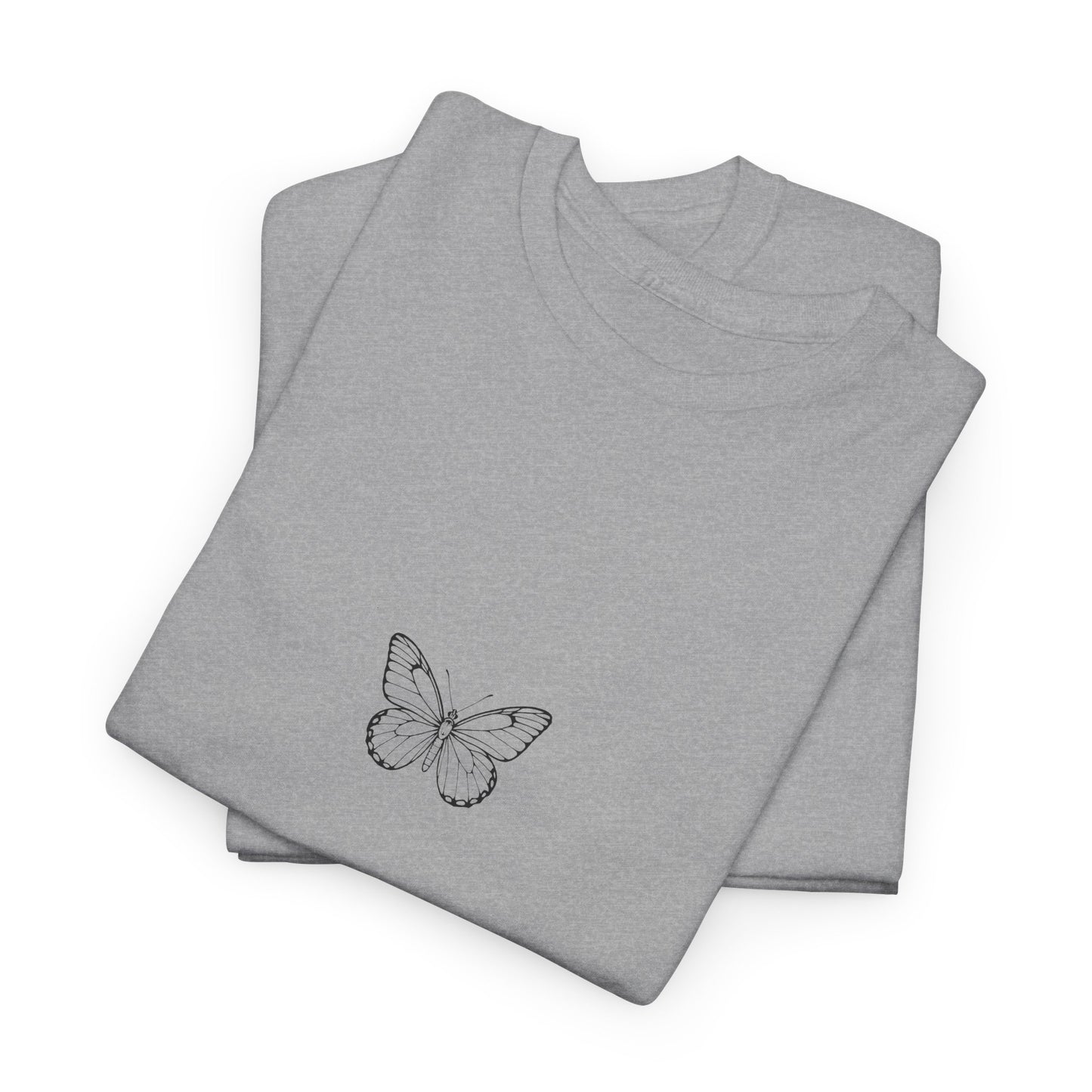 Schmetterling T-Shirt (Brustprint) – Stylisches Linienkunst-Design | Natur & Freiheit | Unisex Baumwolle