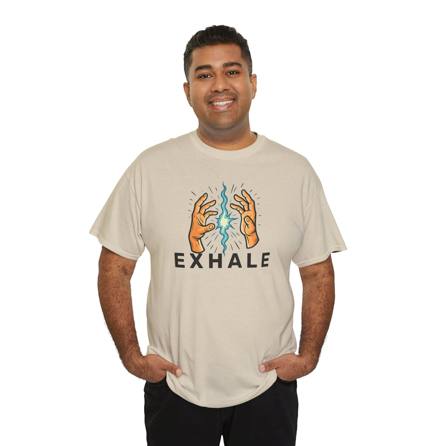 EXHALE T-Shirt (Brustprint) – Unisex Heavy Cotton Tee | Nachhaltige Streetwear mit Statement-Design