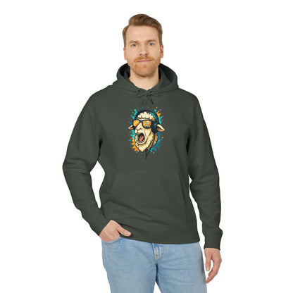 Lustiger Schaf Hoodie (Brustprint) – Unisex Kapuzenpullover mit Kopfhörer & Sonnenbrille – Musik Cartoon Streetwear für Tierfreunde