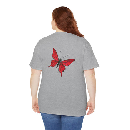 Roter Schmetterling T-Shirt Unisex – Ausdrucksstarkes Butterfly Design | Natur-inspiriertes Baumwollshirt für Damen & Herren