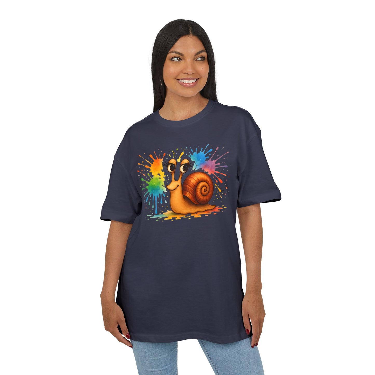 Bunte Schnecke T-Shirt (Brustprint) – Lustiges Unisex Shirt mit Farbklecks-Design für Tierfreunde & Kreative