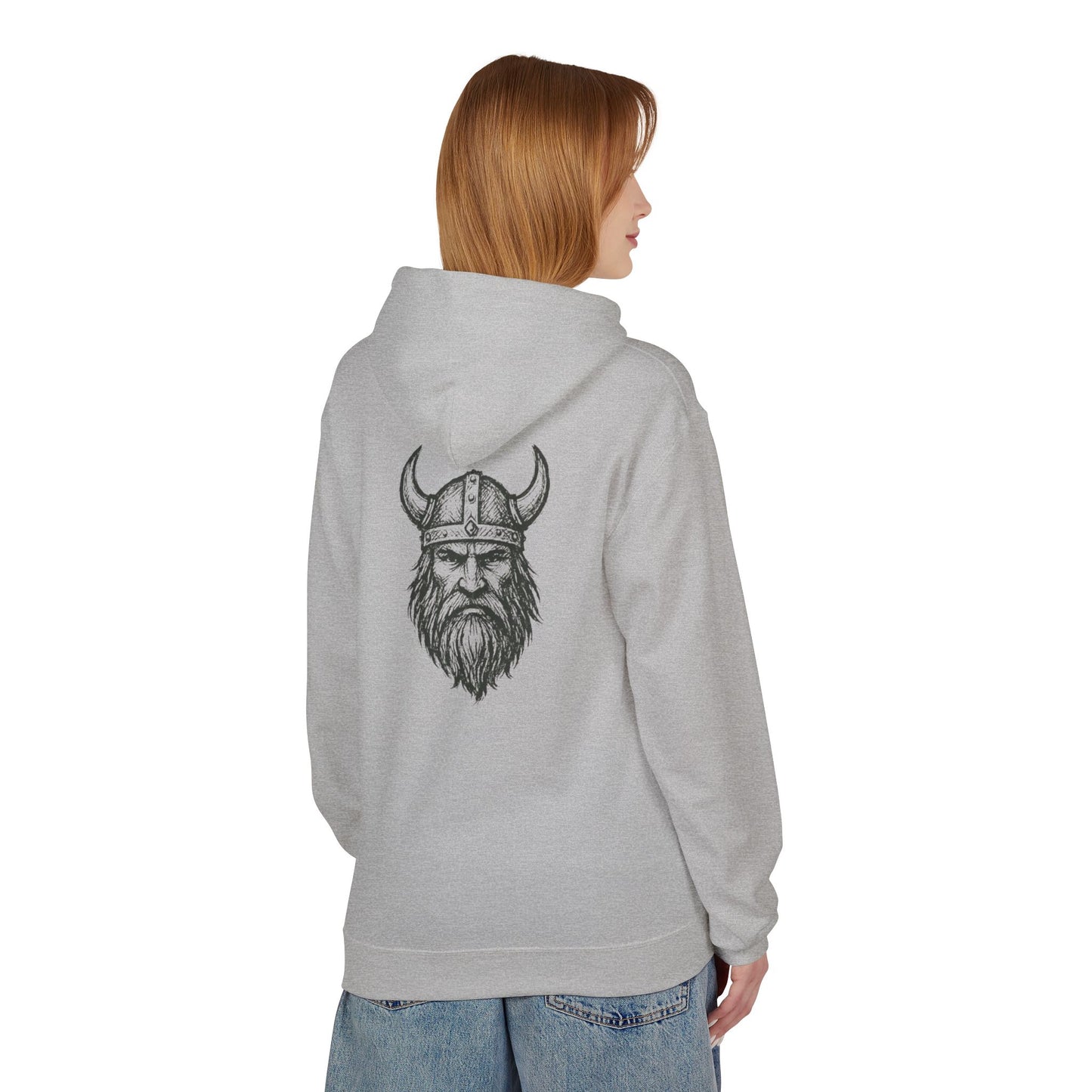 Wikinger Hoodie Unisex – Nordic Warrior Kapuzenpullover mit Bart & Helm Design | Viking Streetwear