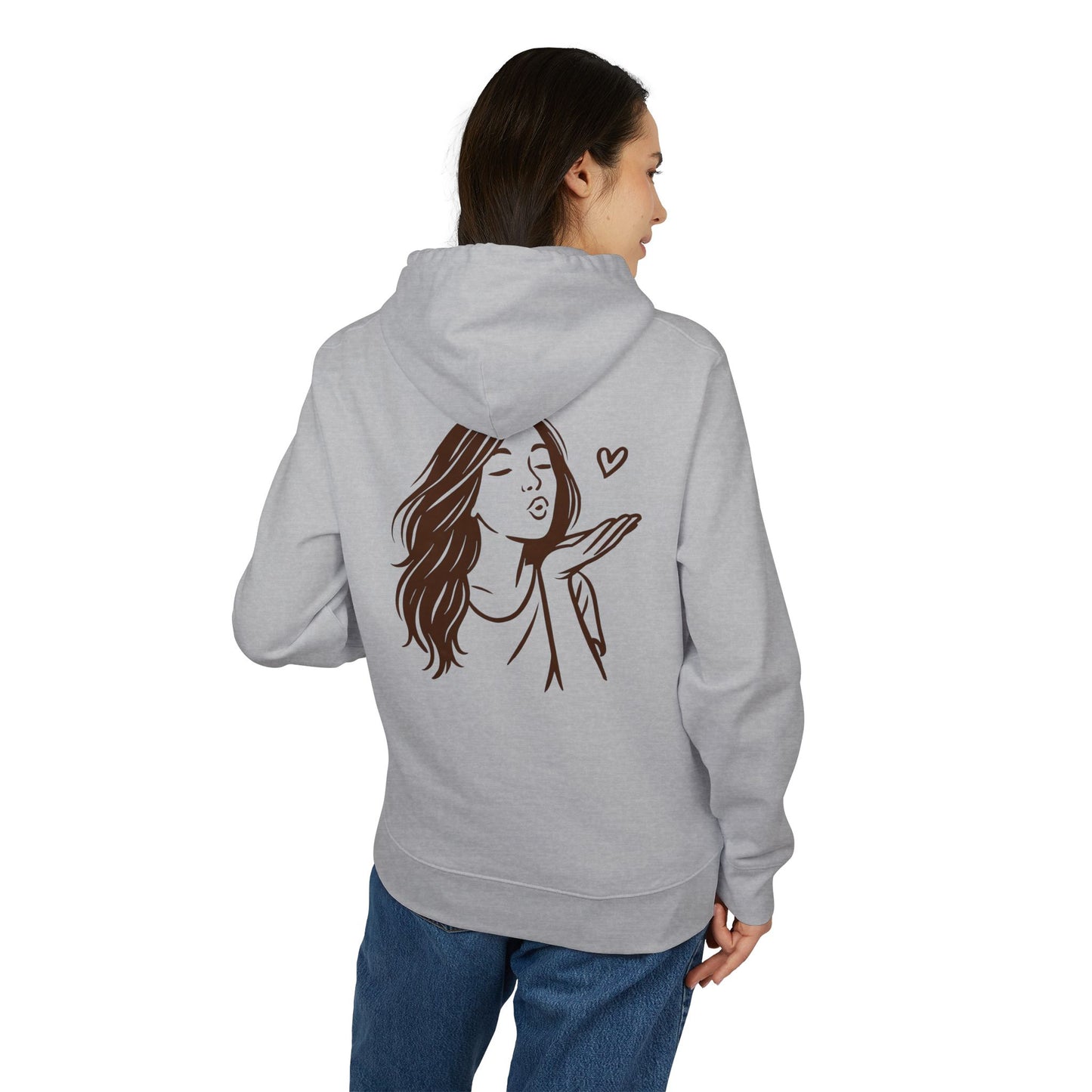 Kusshand Hoodie Unisex (Rückenprint) – Romantischer Love Hoodie mit Herz Motiv, Stylisches Geschenk für Valentinstag & Paare