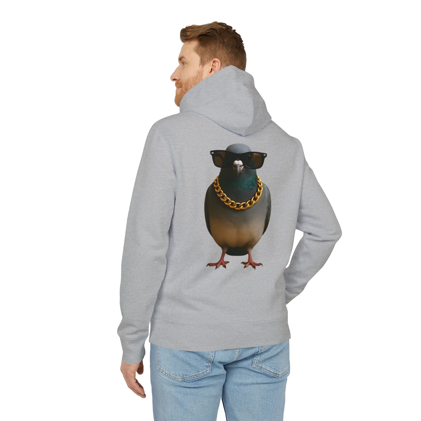Gangster Taube Hoodie (Rückenprint) – Lustiger Streetstyle Kapuzenpullover mit Vogel Motiv – Oversize Unisex Hoodie für Herren & Damen