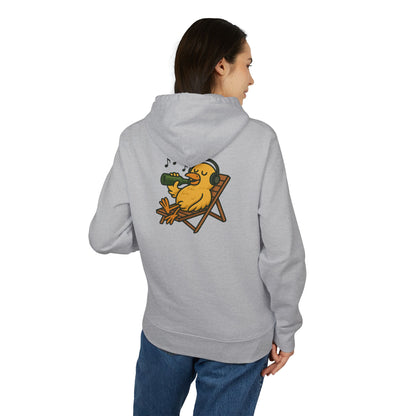 Chillente Hoodie (Rückenprint) – Lustiger Unisex Kapuzenpullover mit Ente, Bier & Musik-Motiv | Perfekt für Freizeit, Festivals & Sommer