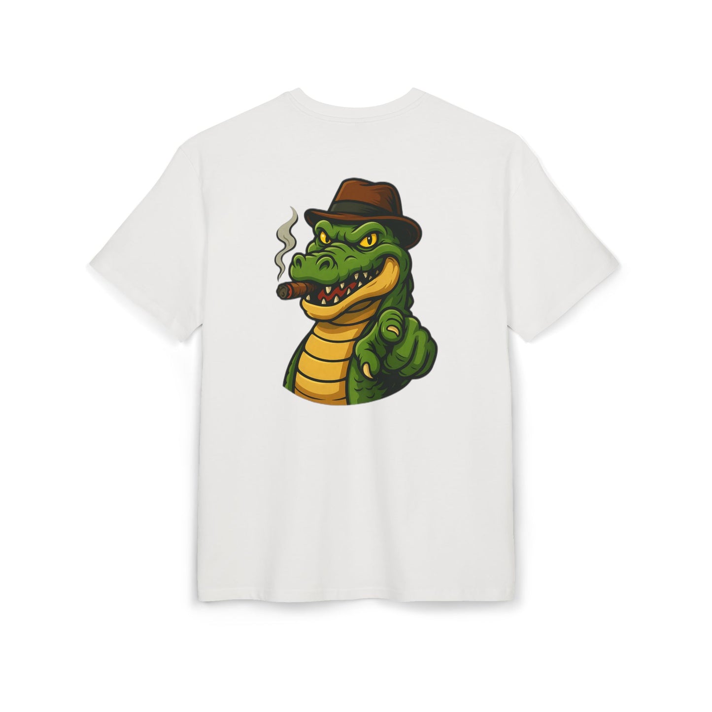 Gangster Alligator T-Shirt (Rückenprint) – Cooles Unisex Shirt mit Zigarren-Krokodil im Retro Comic Style