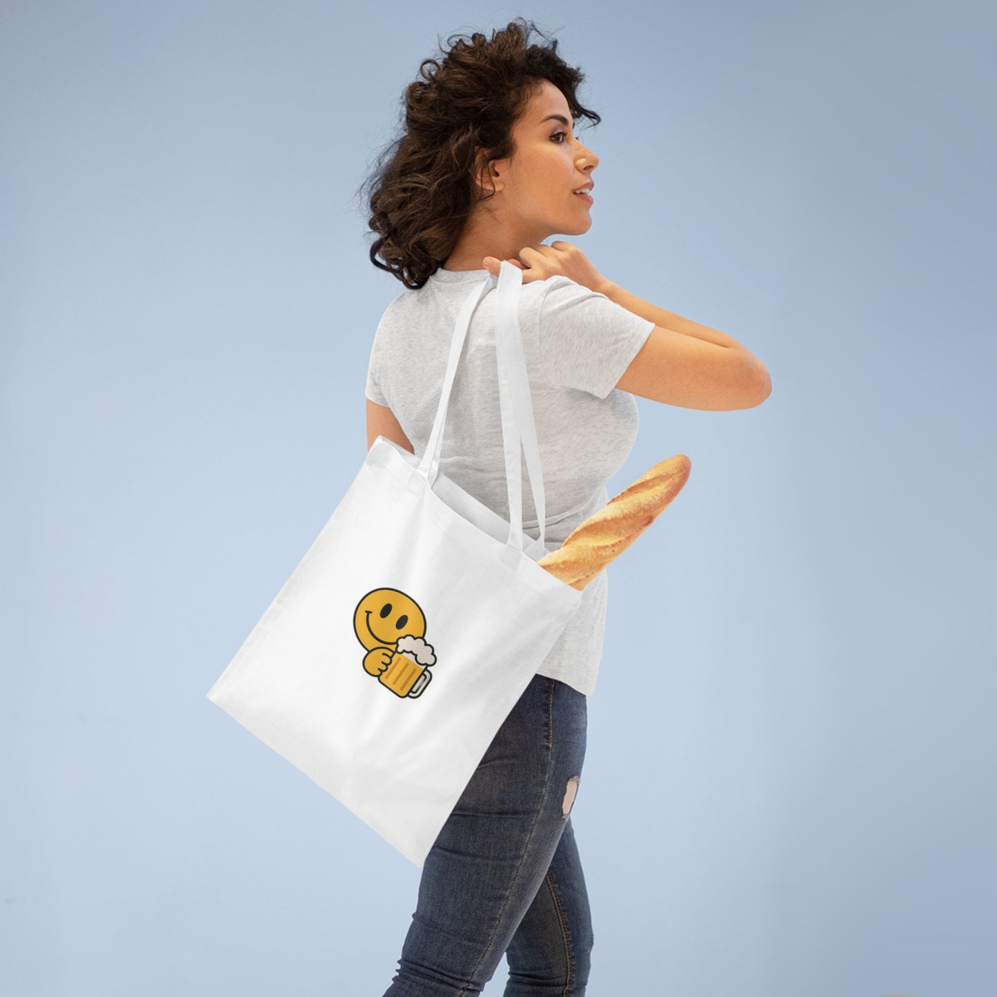 Jutebeutel mit Bier Smiley – Lustiges Festival & Party Accessoire