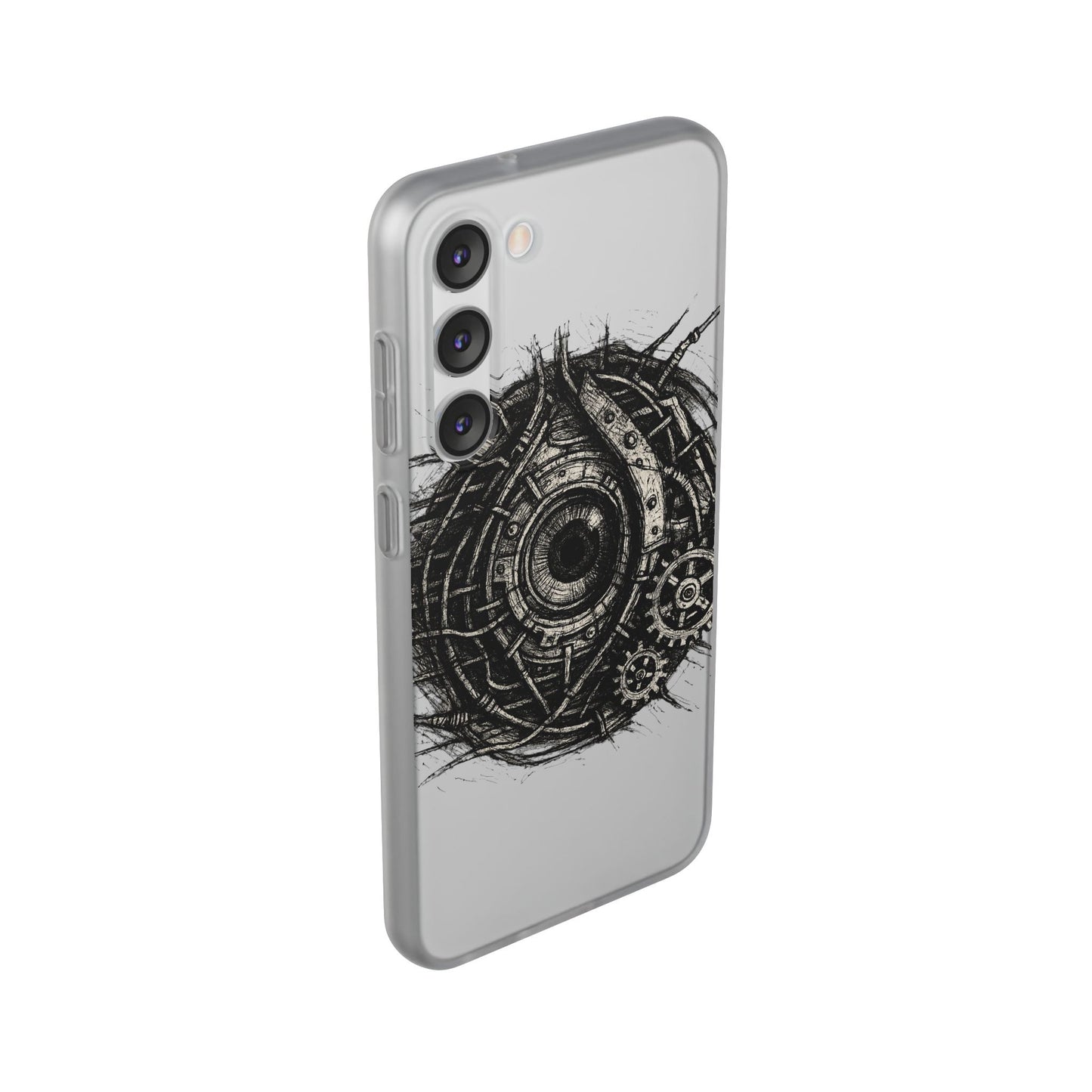 Biomechanisches Auge Handyhülle – Futuristisches Cyberpunk Design mit Zahnrädern & Kabeln | Schutzhülle für iPhone & Android