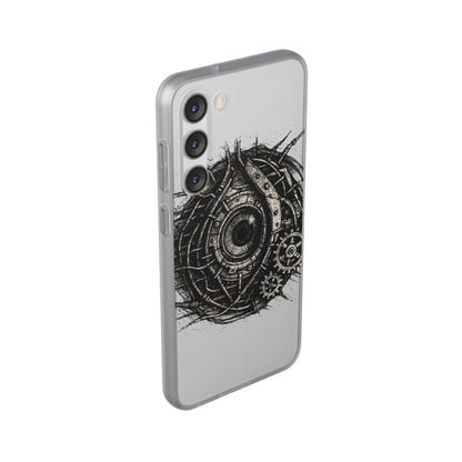 Biomechanisches Auge Handyhülle – Futuristisches Cyberpunk Design mit Zahnrädern & Kabeln | Schutzhülle für iPhone & Android