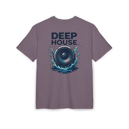 Deep House T-Shirt (Rückenprint) – Stylisches EDM Shirt mit Lautsprecher & Wasser Splash Motiv – Unisex Festival & Clubwear