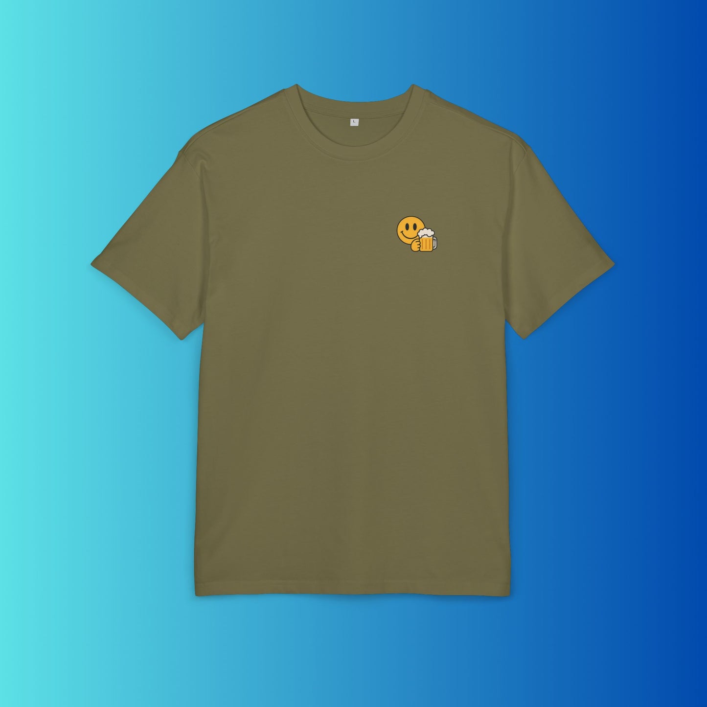 Smiley mit Bier (Brustprint) – Lustiges Party T-Shirt für Bierliebhaber | Unisex Funshirt