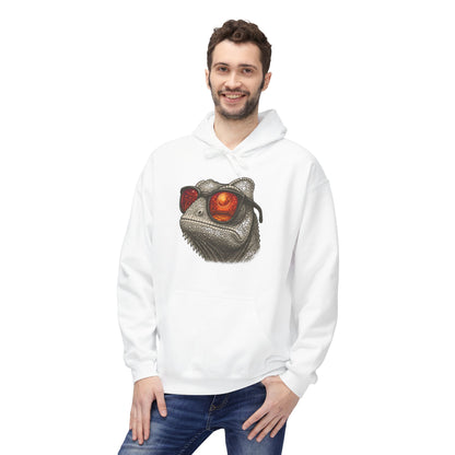 Chamäleon Hoodie Unisex (Brustprint) – Retro Tiermotiv mit Sonnenbrille & Disco-Design – Lustiger Kapuzenpullover für Festival, Streetwear & Geschenkideen