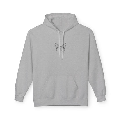 Schmetterling Hoodie Unisex (Brustprint) – Minimalistisches Linienkunst Design | Nachhaltiger Kapuzenpullover aus Baumwolle