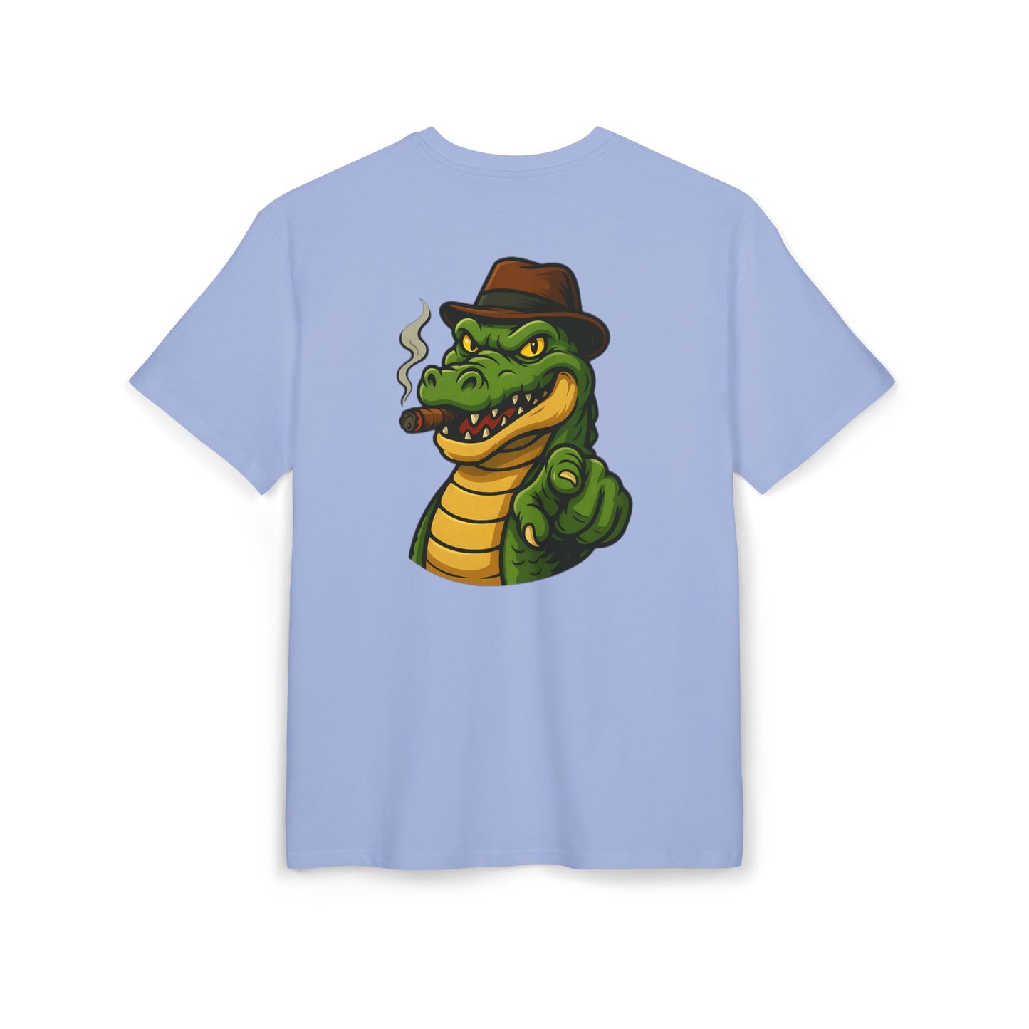 Gangster Alligator T-Shirt (Rückenprint) – Cooles Unisex Shirt mit Zigarren-Krokodil im Retro Comic Style